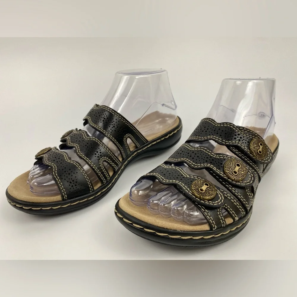 Clarks Ultimate Comfort Collection Sandals, Women's US Size 6M, Black Leather - Picture 3 of 11